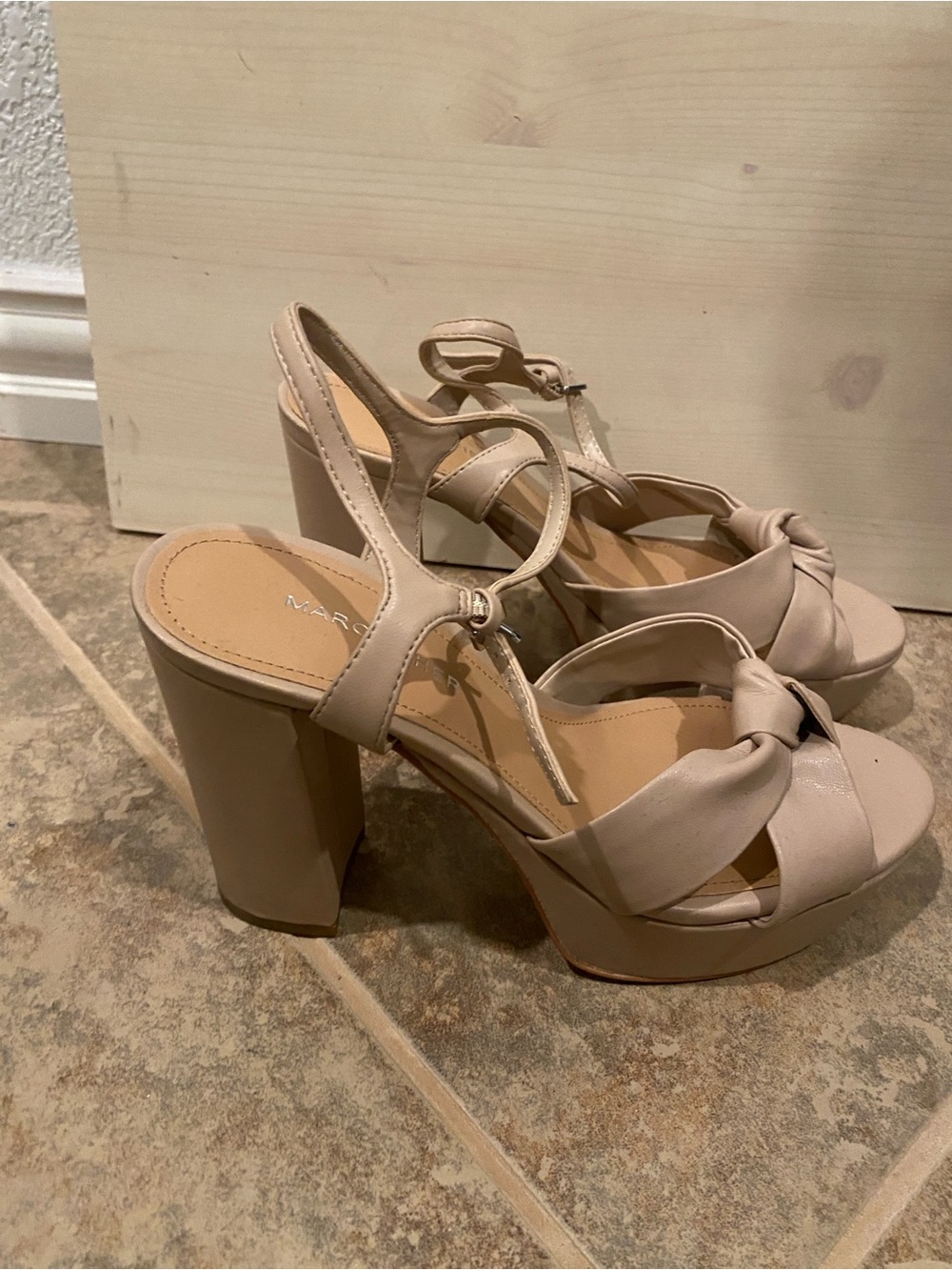 Marc Fisher Blush Beige Knotted Platform Sandals